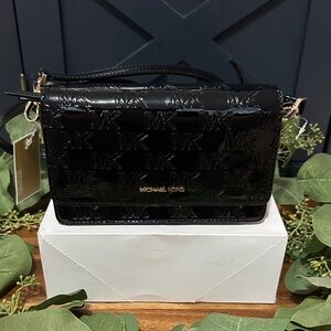 Michael Kors Glossy Black Crossbody Bag Jet Set